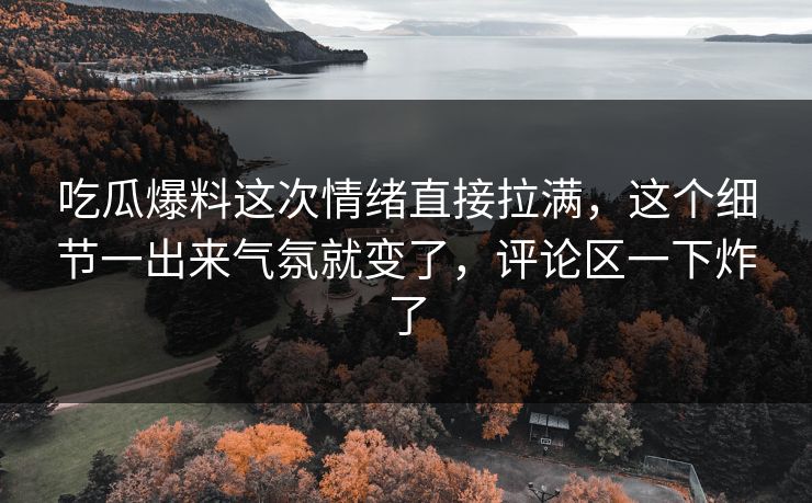 吃瓜爆料这次情绪直接拉满,这个细节一出来气氛就变了,评论区一下炸了