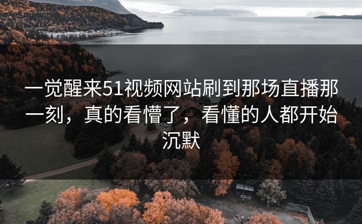 一觉醒来51视频网站刷到那场直播那一刻，真的看懵了，看懂的人都开始沉默